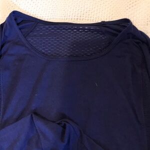 Royal blue, long sleeve crew neck running T-shirt with back zipper pocket